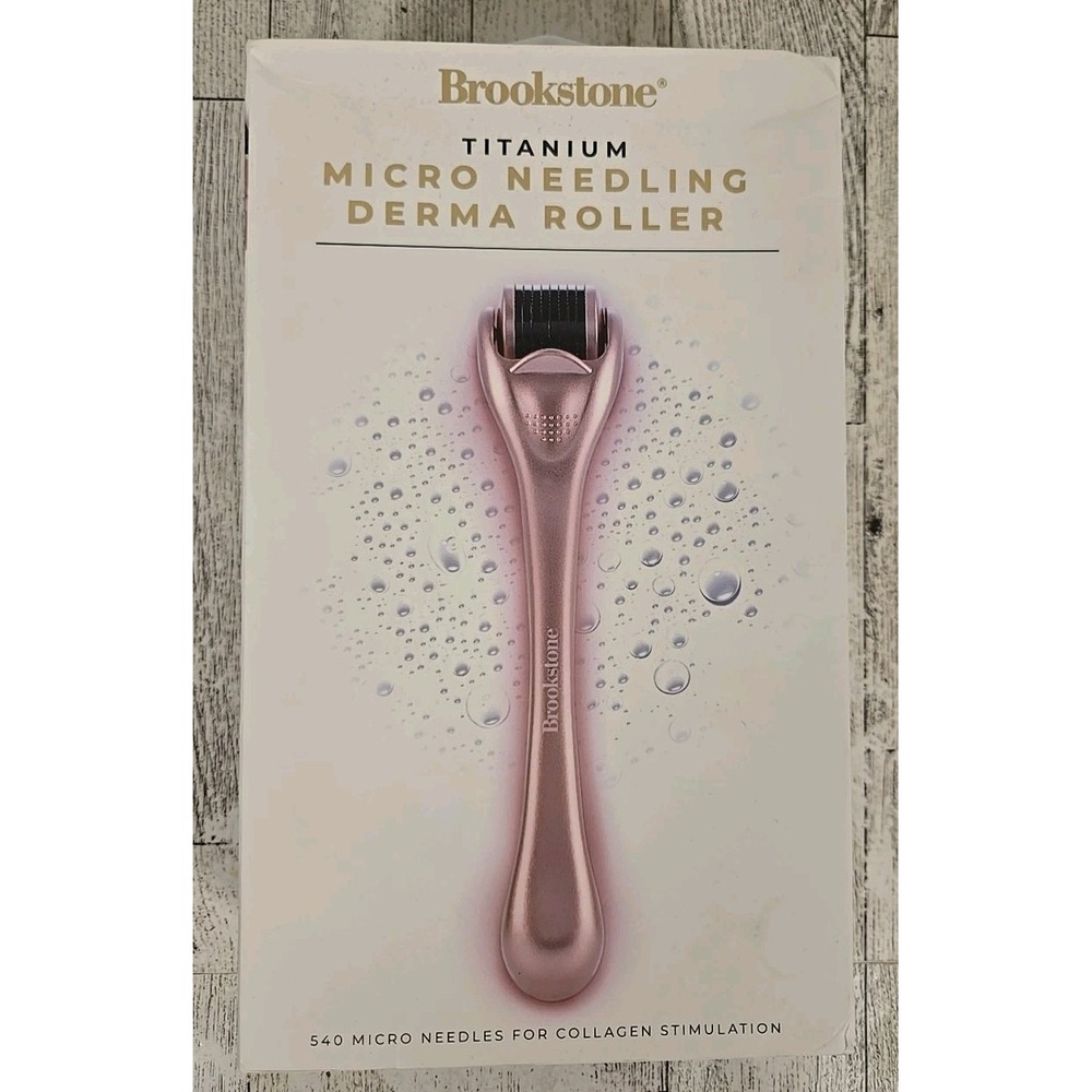 Brookstone Derma Roller Micro Needling Facial Rejuvenation Titanium NEW